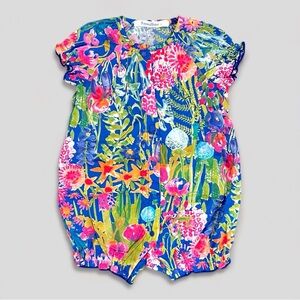 Familiar Japan Luxury Baby Romper 70 / US 6–12M – Vibrant Floral Print – NWOT